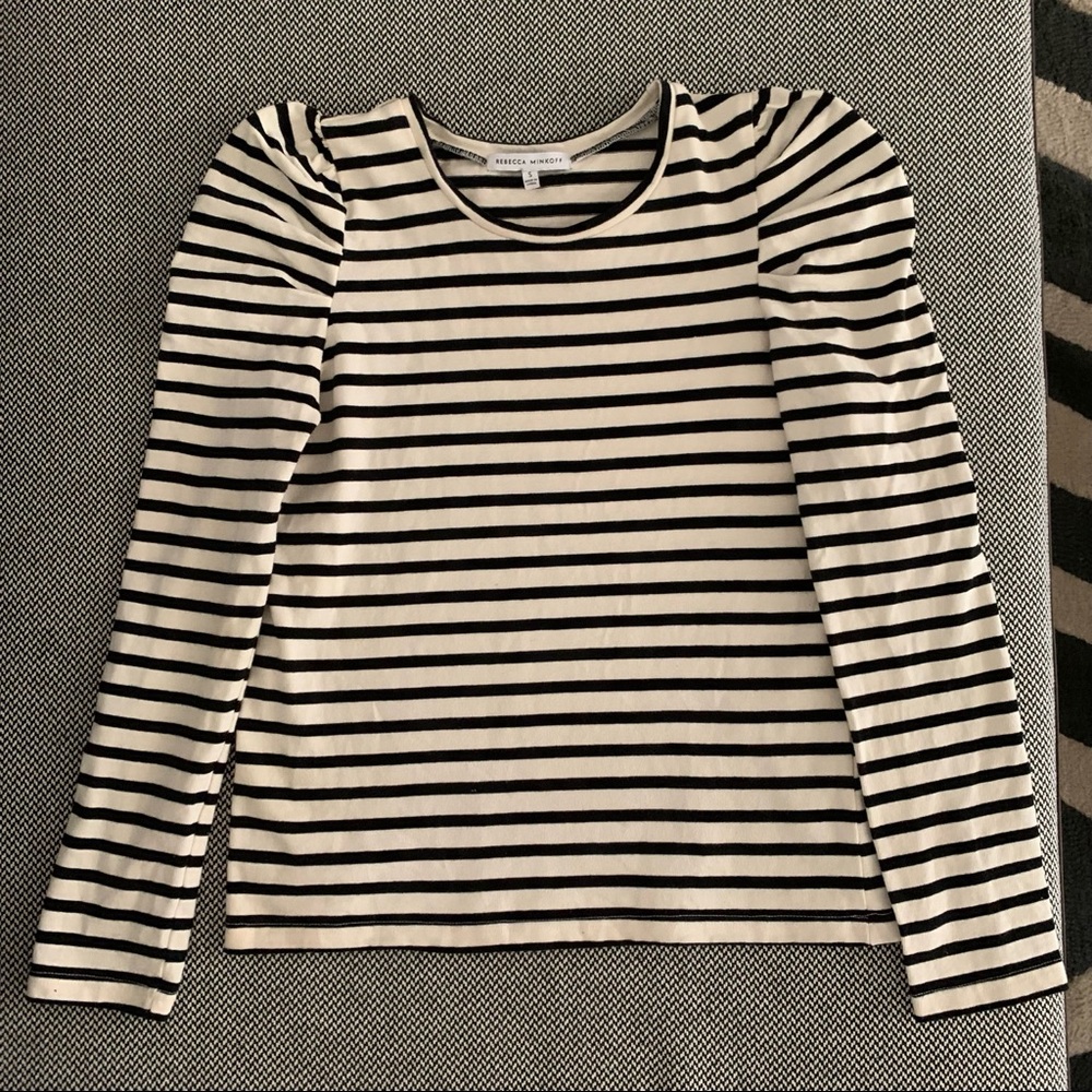 Rebecca Minkoff Talia Striped Puff Sleeve Top